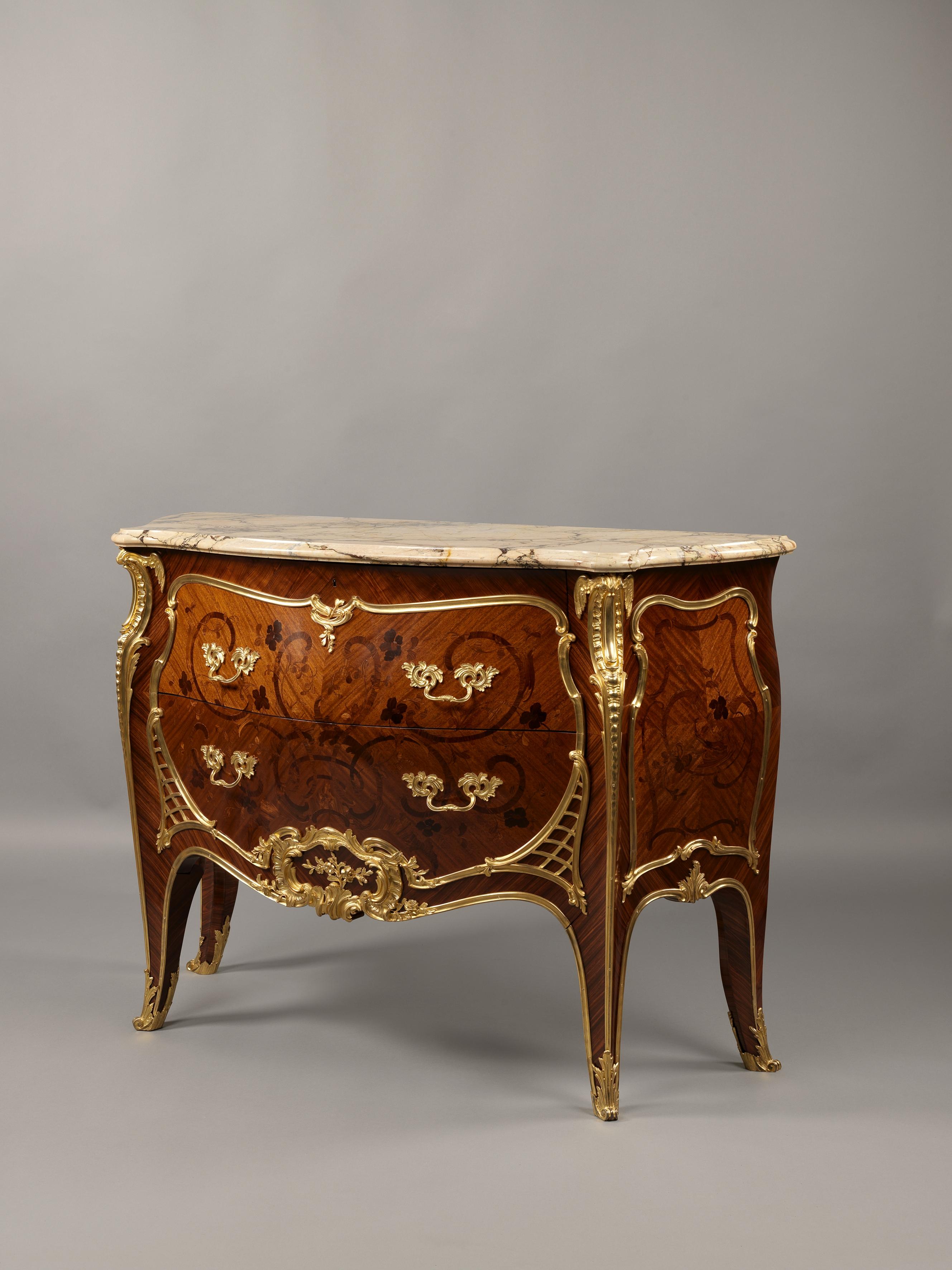 French Louis XV Style Marquetry Commode, Possibly by François Linke, circa 1900 For Sale