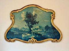 A Louis XV Style Oil on Canvas Encased in Giltwood Frame as an Overdoor