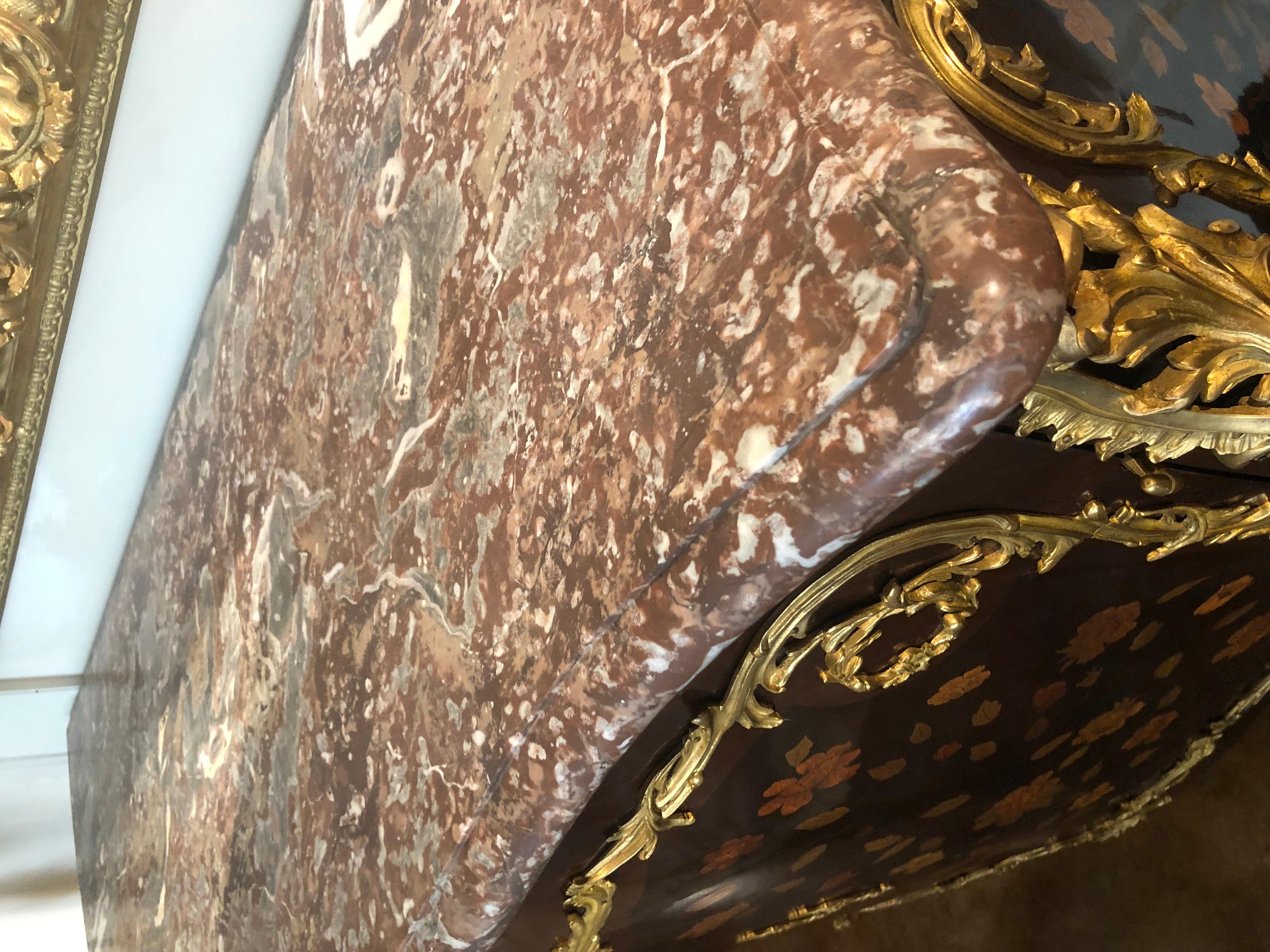 Meuble de rangement de style Louis XV en marqueterie de bois de violette et de tulipier monté en bronze doré Bon état - En vente à Houston, TX