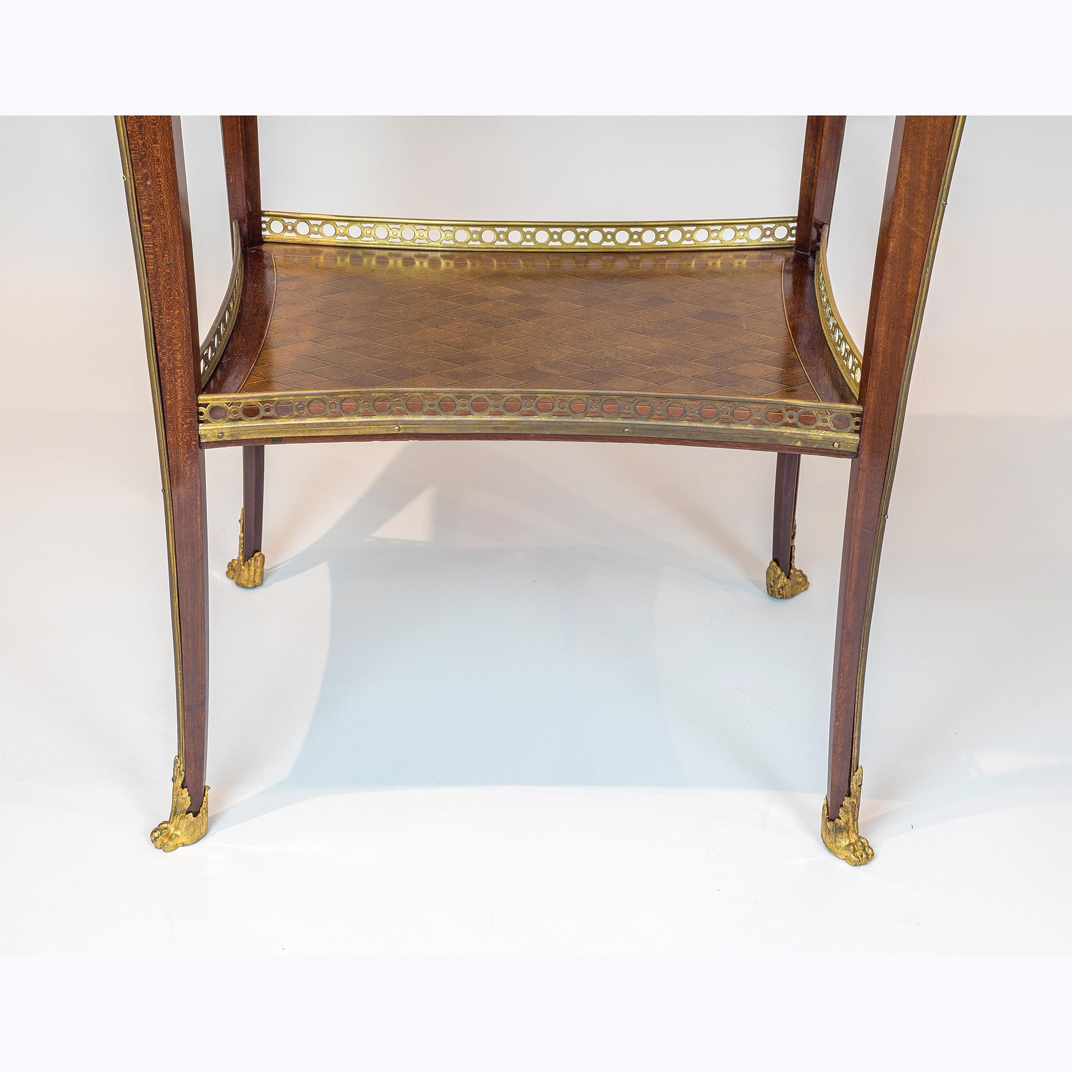 Louis XV Style Ormolu-Mounted Mahogany Marble-Top Side Table In Good Condition For Sale In New York, NY
