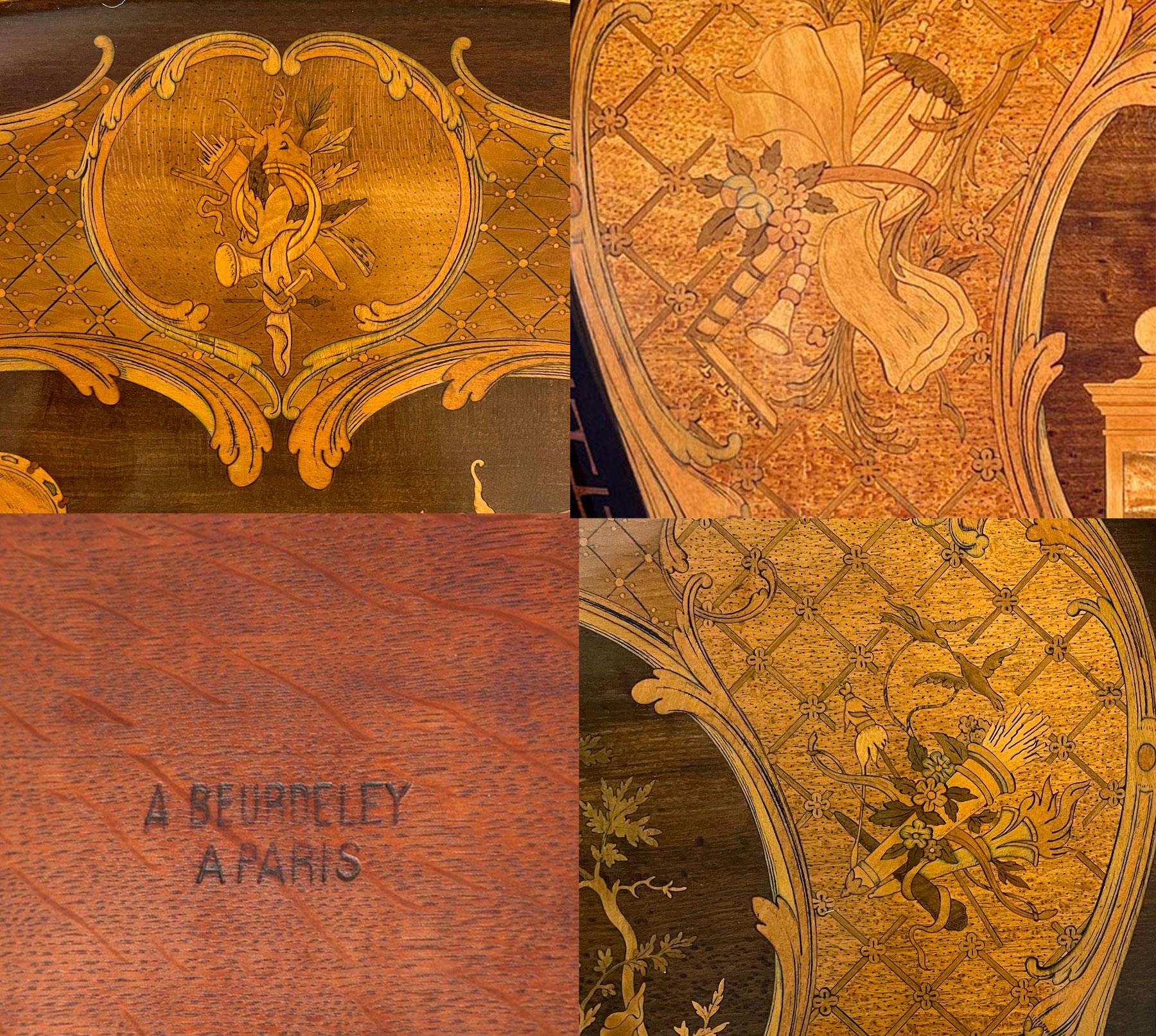 Schreibtisch im Stil von Louis XV. mit Goldbronzebeschlägen von Beurdeley, Frankreich, um 1880 (19. Jahrhundert) im Angebot