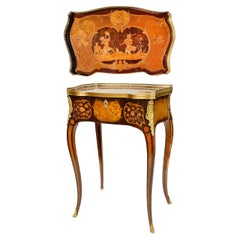 Schreibtisch im Stil von Louis XV. mit Goldbronzebeschlägen von Beurdeley, Frankreich, um 1880