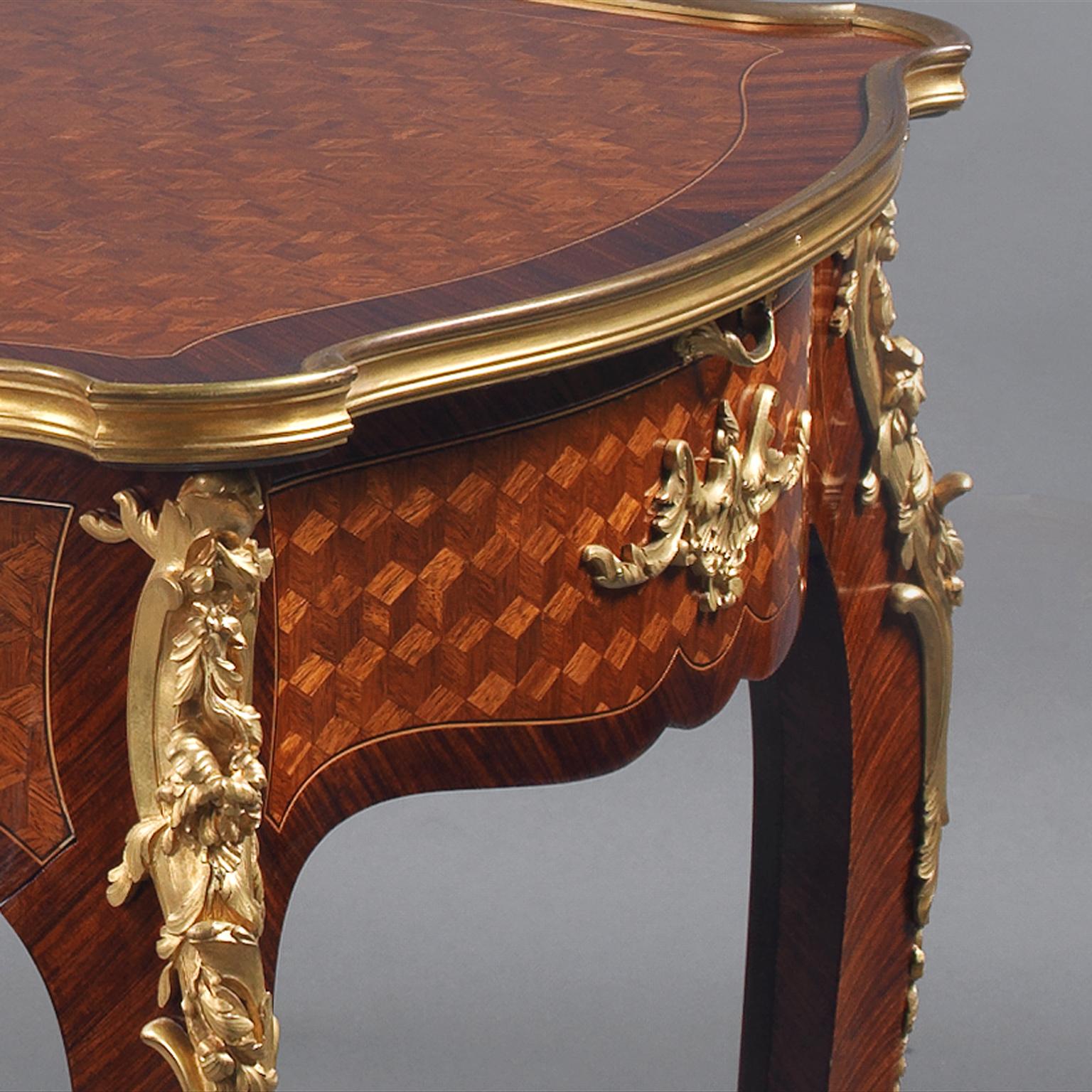 Louis XV Style Parquetry Inlaid Writing-Table by François Linke, circa 1890 In Good Condition For Sale In Brighton, West Sussex