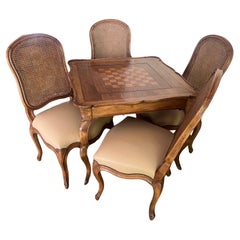 Vintage A Louis XV Style Stained Wood Games Table and Four Chairs
