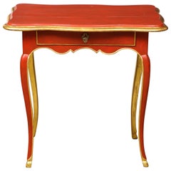 Louis XV Style Table in Orange with Gold Leaf Accents