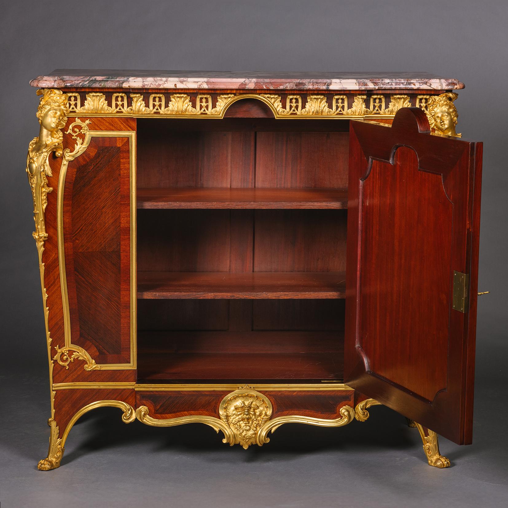 French A Louis XV Style Vernis Martin Mounted Side Cabinet, Attributed to Zwiener For Sale