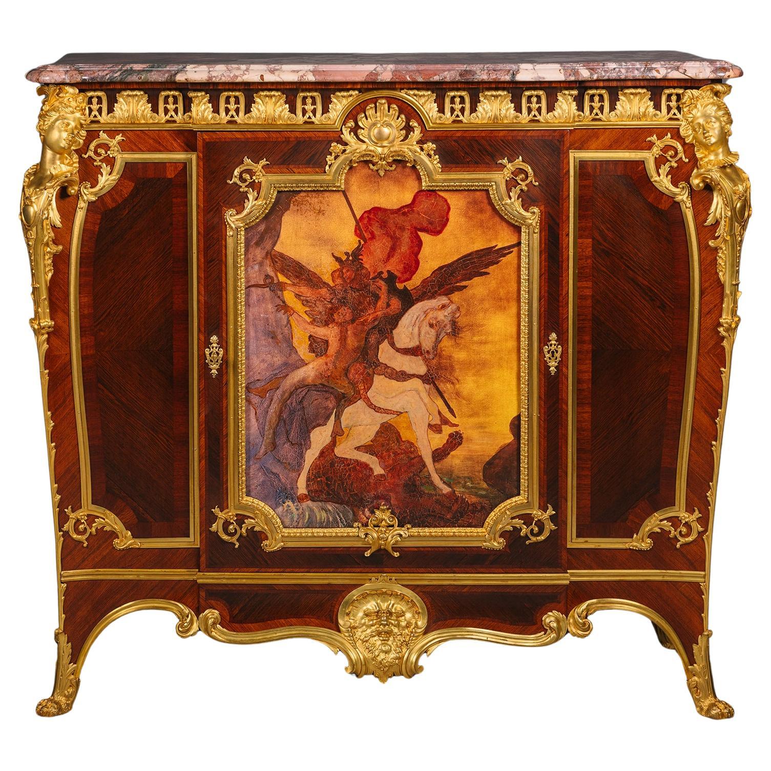 Un meuble d'appoint de style Louis XV monté sur Vernis Martin, attribué à Zwiener