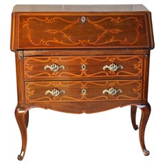 Louis XV Style Walnut Slant-Front Desk on Two-Drawer Commode