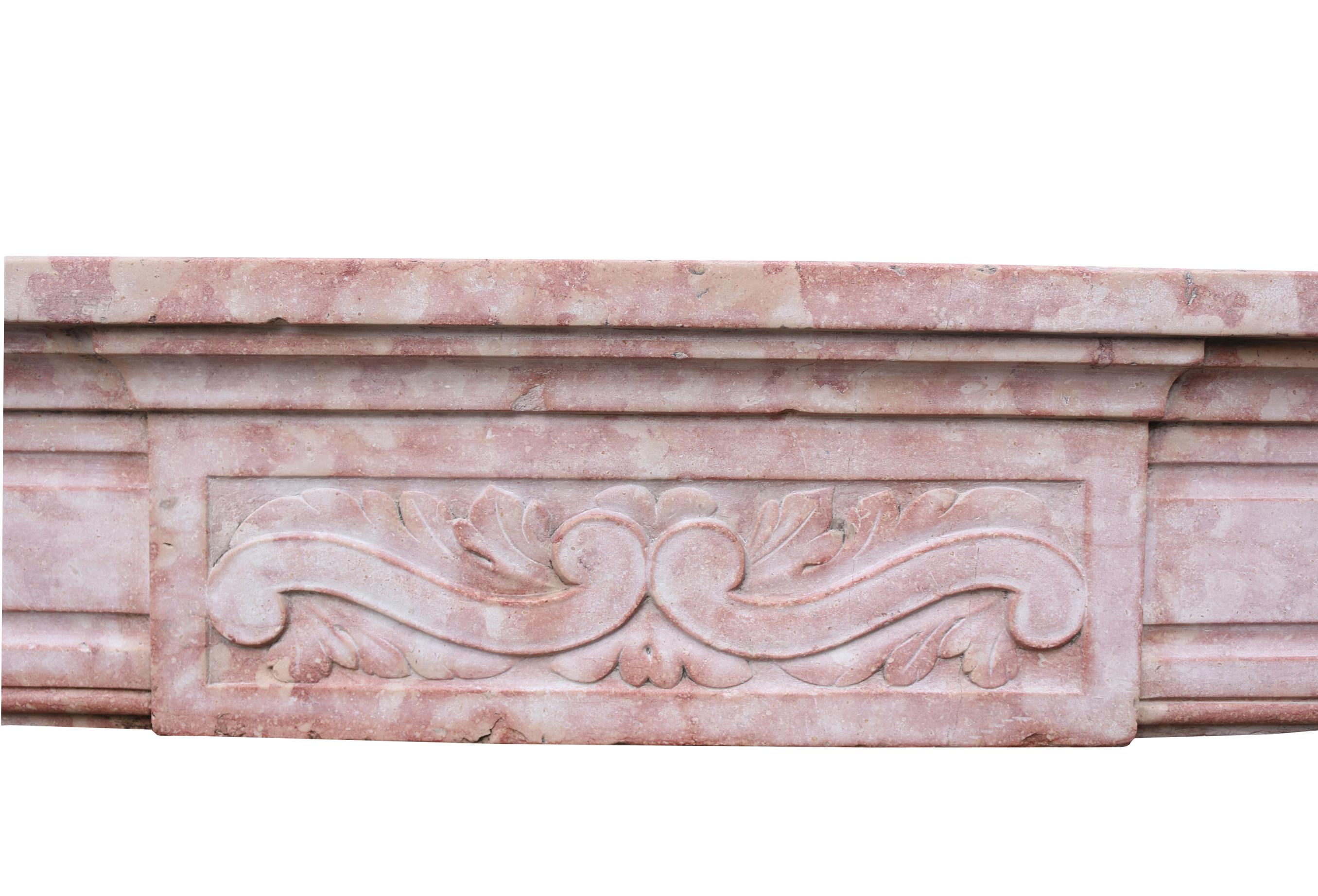 18th Century Louis XVI Fire Surround in Burgundy Stone For Sale
