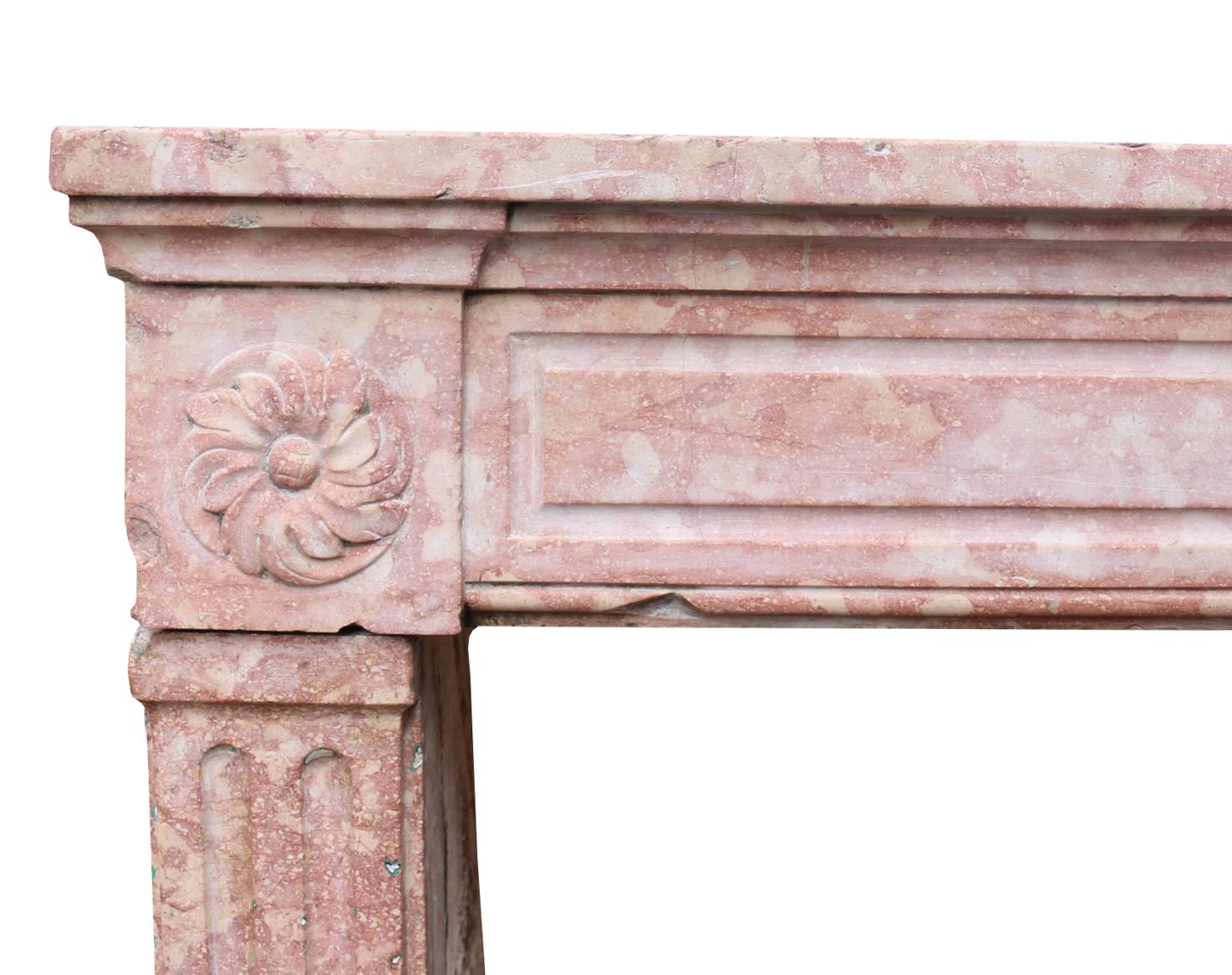 Louis XVI Fire Surround in Burgundy Stone For Sale 2