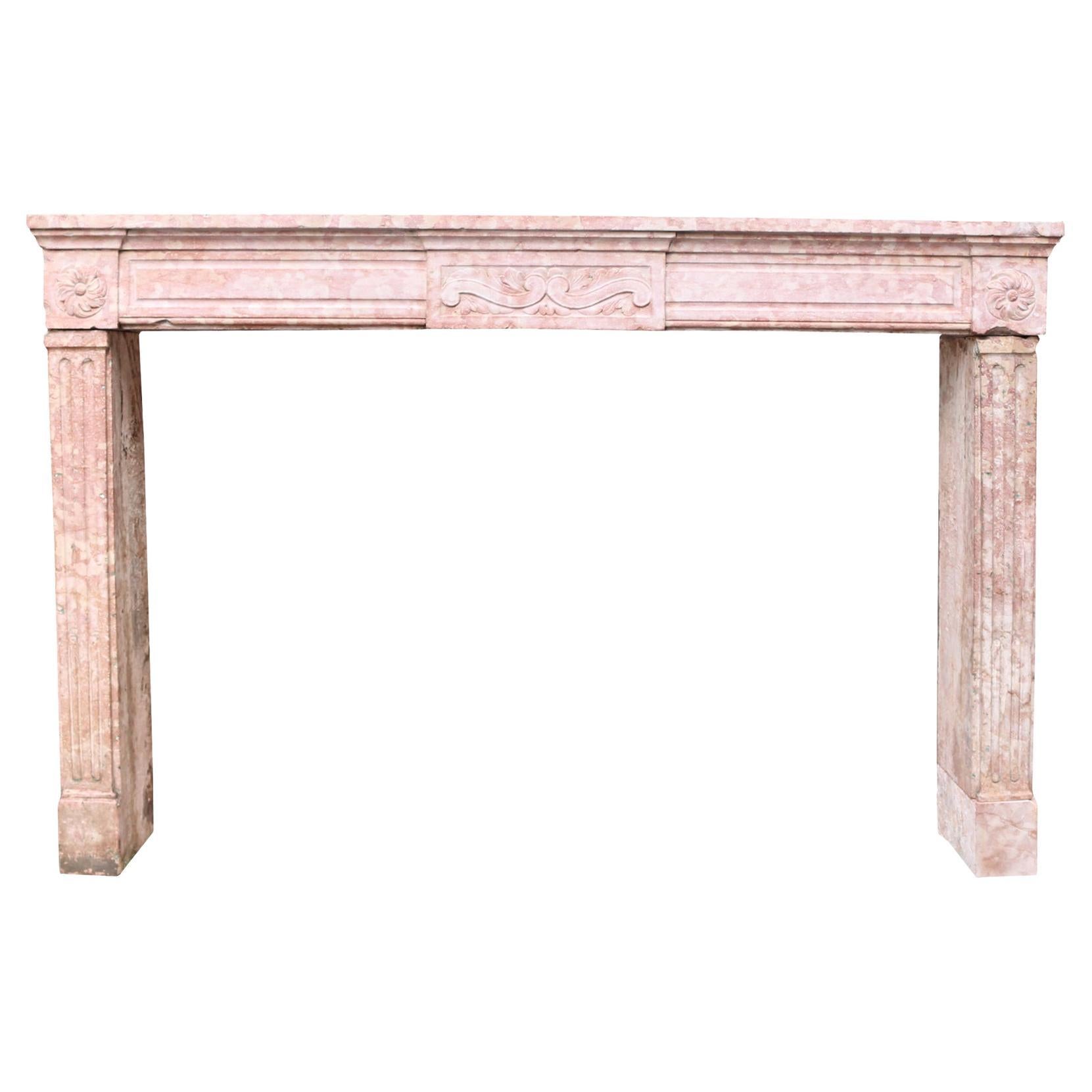 Louis XVI Fire Surround in Burgundy Stone For Sale