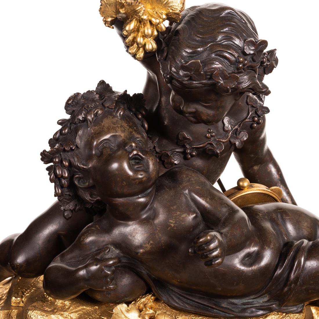 Louis XVI Gilt and Patinated Bronze Lamp After Louis-Simon Boizot Model For Sale 2
