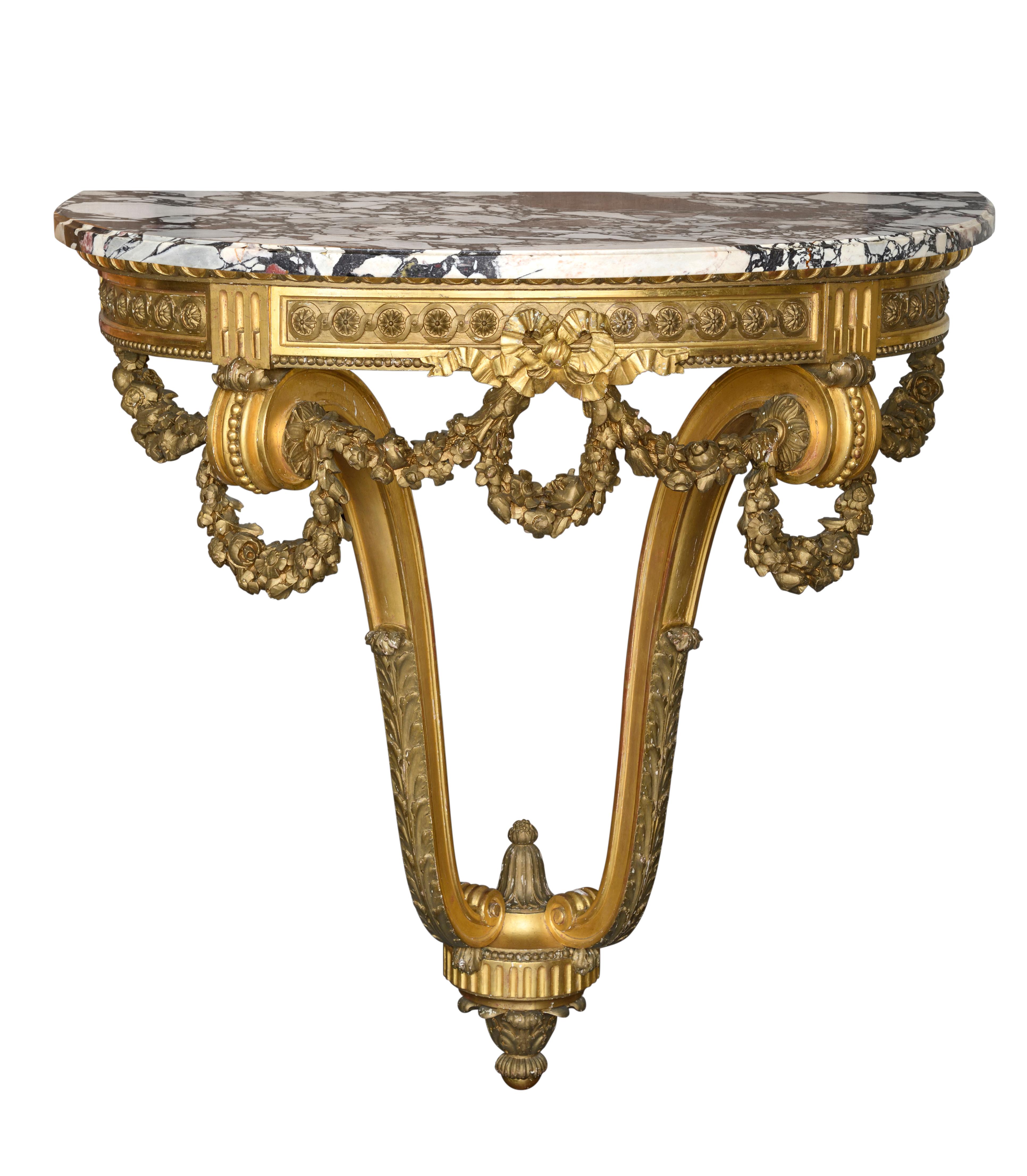 Console Louis XVI en bois doré Bon état - En vente à Los Angeles, CA