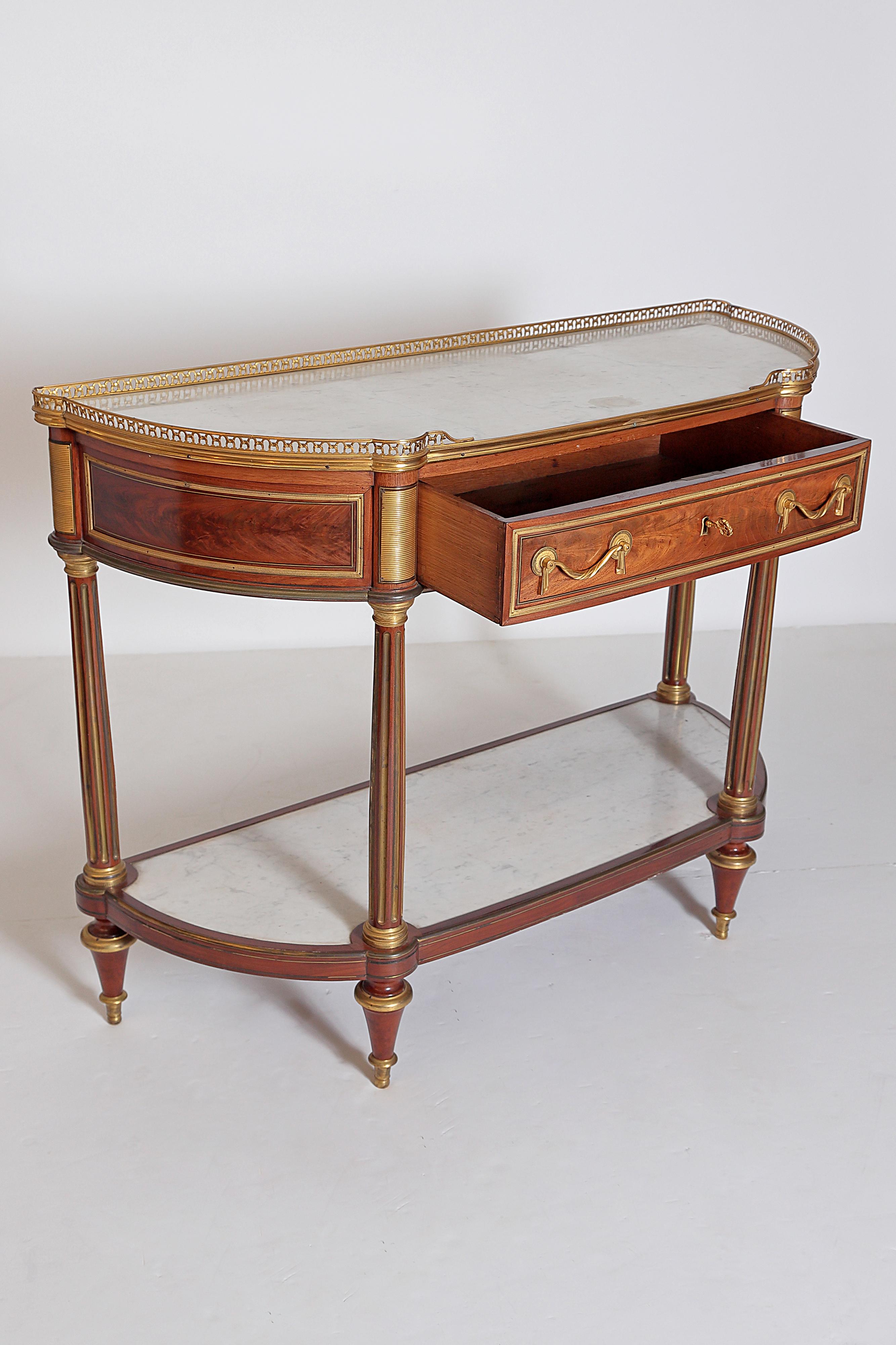 Louis XVI Mahogany, Ormolu and Marble Desserte, Signed I. PAFRAT, circa 1775 In Good Condition For Sale In Dallas, TX