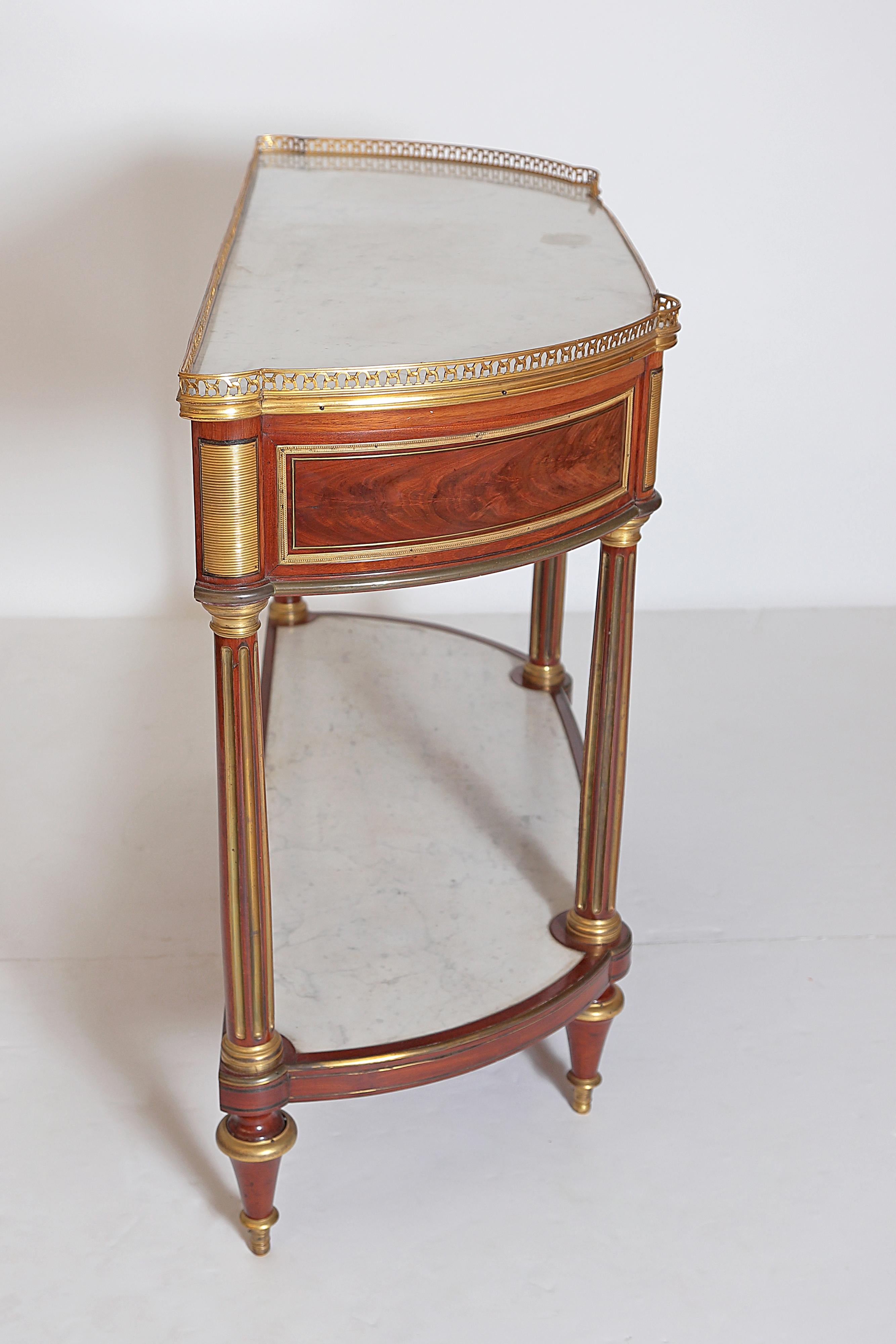 Late 18th Century Louis XVI Mahogany, Ormolu and Marble Desserte, Signed I. PAFRAT, circa 1775 For Sale
