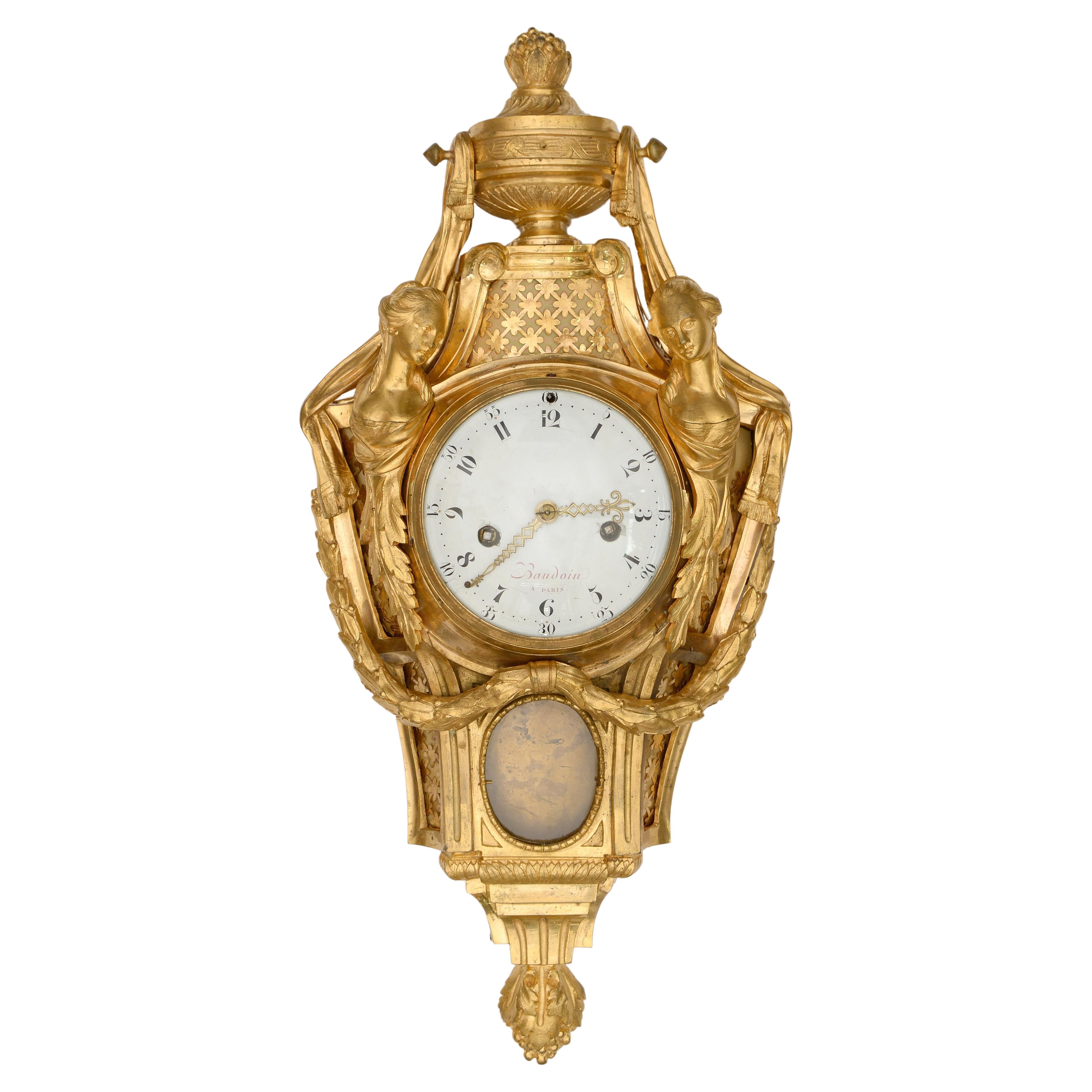 Figurale Cartel-Uhr aus Louis XVI Ormolu