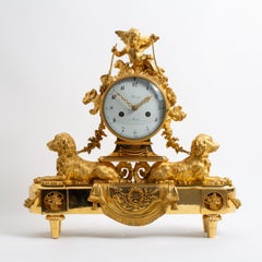 A Louis XVI Ormolu Mantel Clock with “Spaniels” and Cupid, by Noël Bourret
