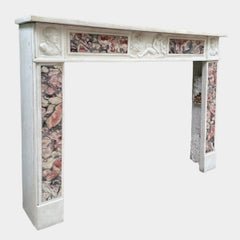 A Louis XVI Period Antique Statuary White And Breccia Marble Fireplace Mantel