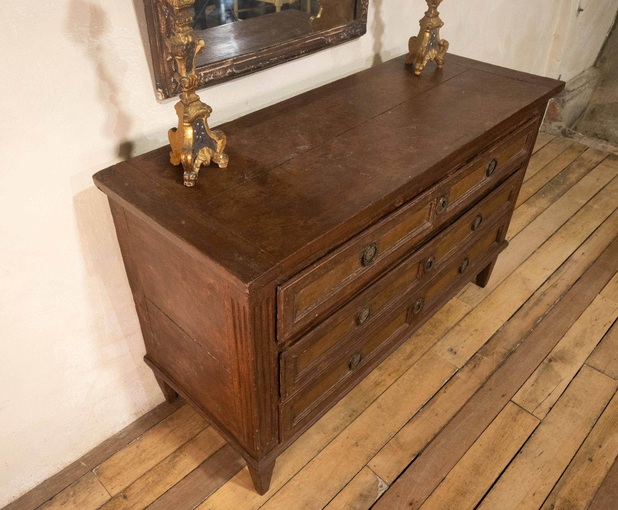 18th Century and Earlier Louis XVI Original Painted Commode - Chest of Drawers For Sale