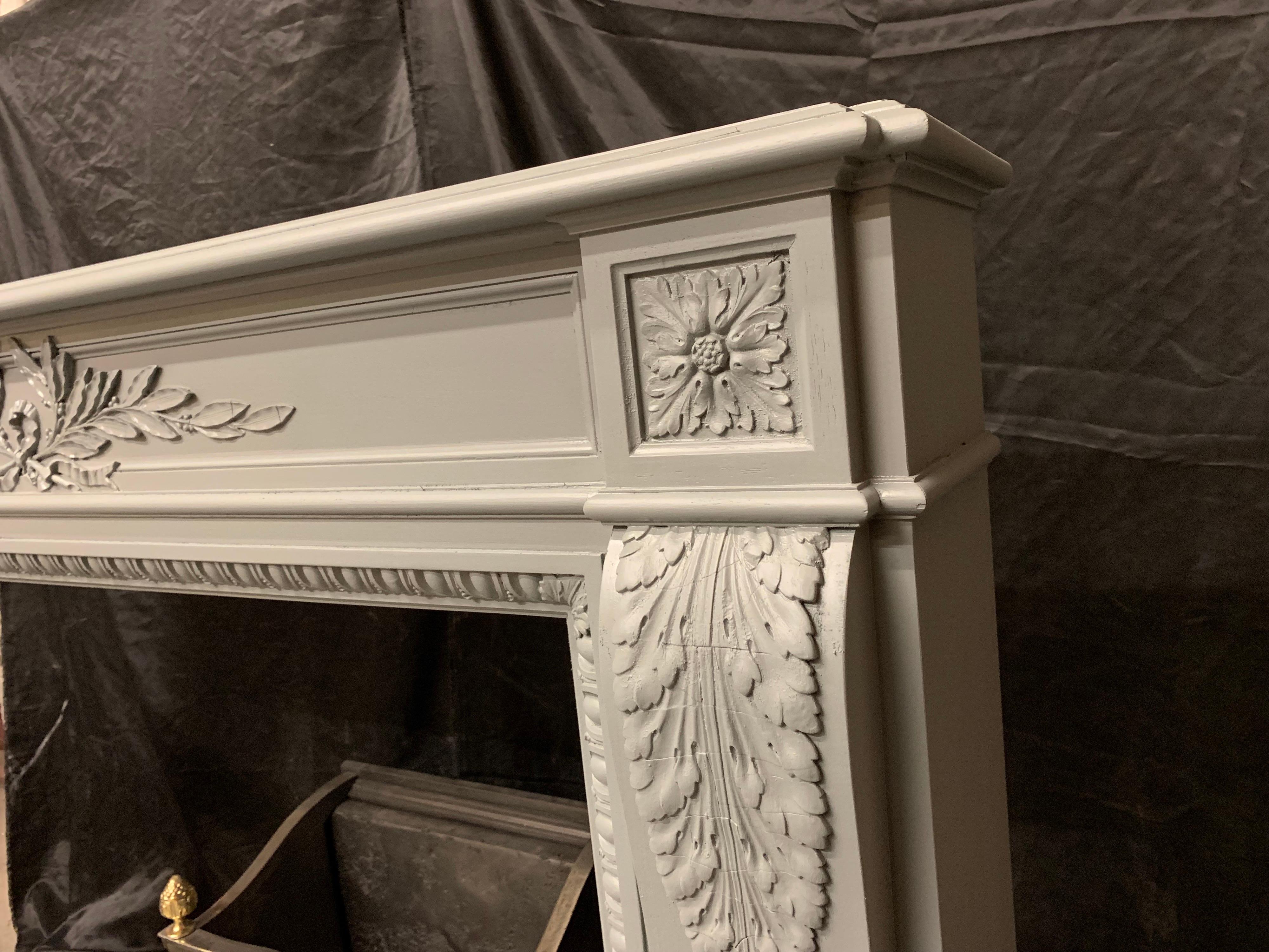Louis XVI Style 19th Century French Mahogany Fireplace Surround For Sale 1