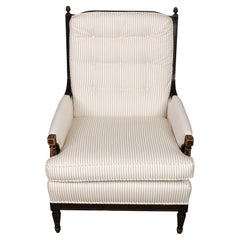 A Louis XVI Style Arm Chair Upholstered in a Chic Ticking Stripe