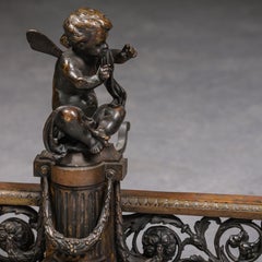 Louis XVI Style Patinated Bronze Fender with Putti, French, Circa 1860