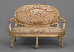 Louis XVI Style Canapé Upholstered with Aubusson Tapestry, circa 1880