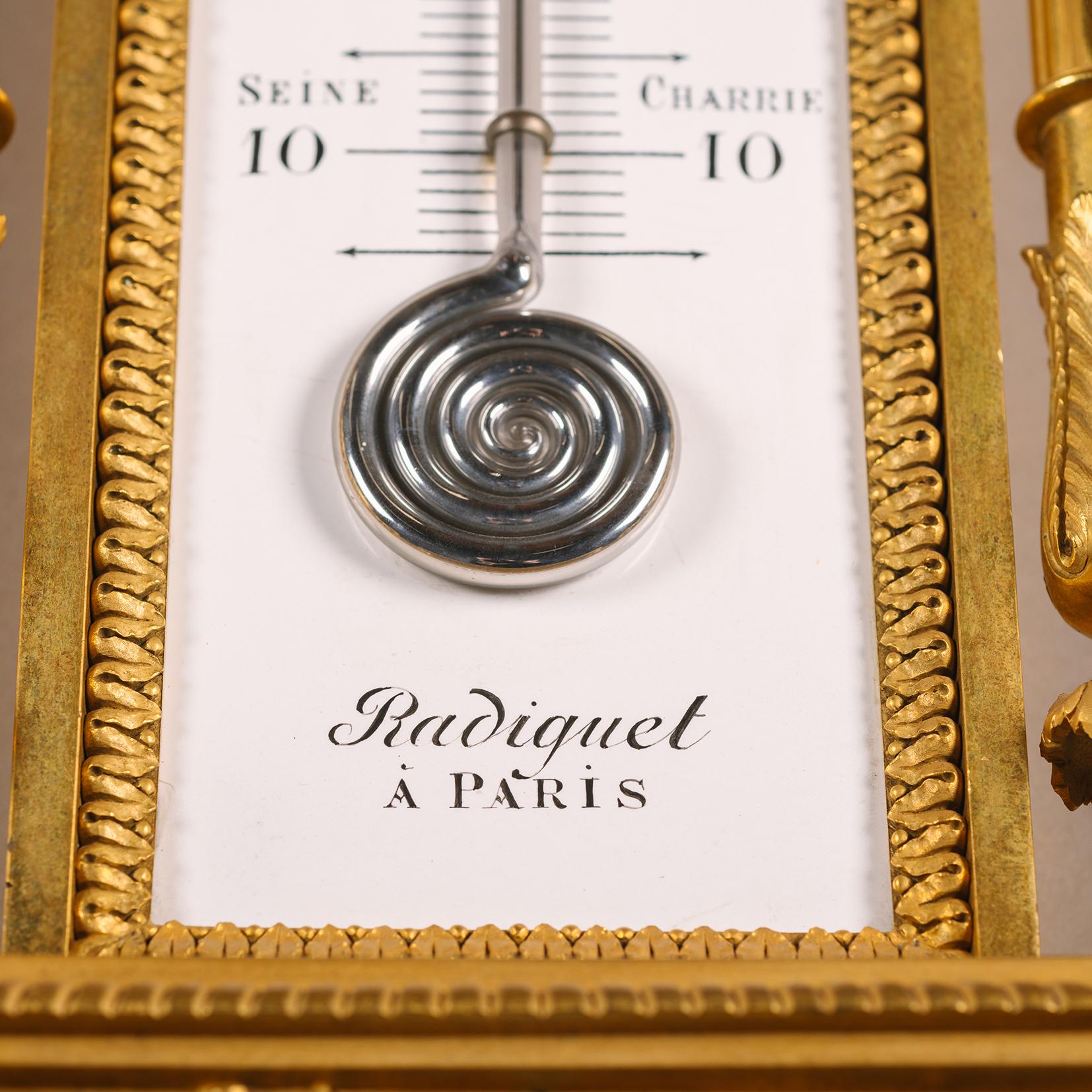 A Louis XVI Style Cartel Clock and Barometer After Pierre Gouthière For Sale 4