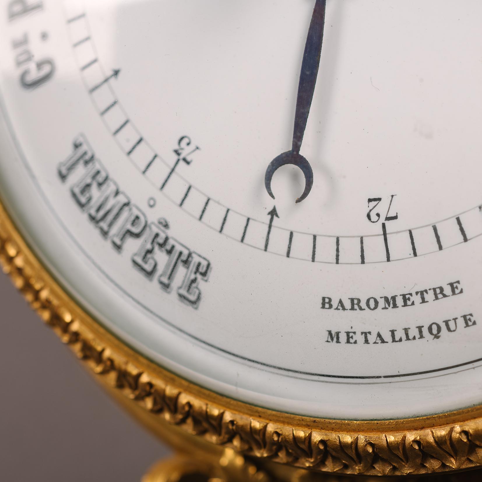 A Louis XVI Style Cartel Clock and Barometer After Pierre Gouthière For Sale 5