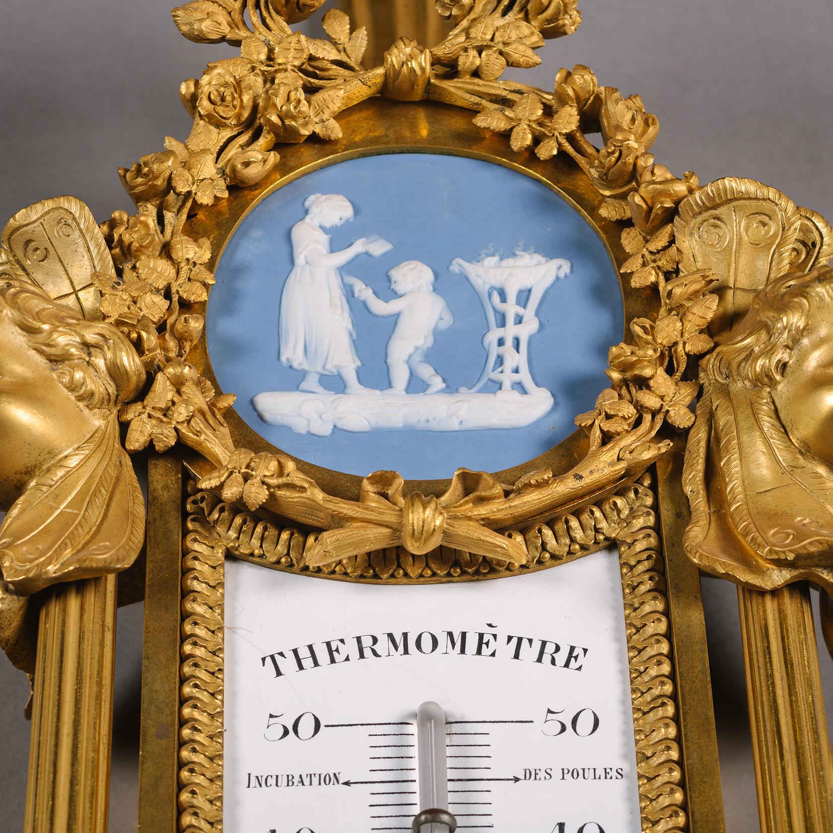 A Louis XVI Style Cartel Clock and Barometer After Pierre Gouthière For Sale 6