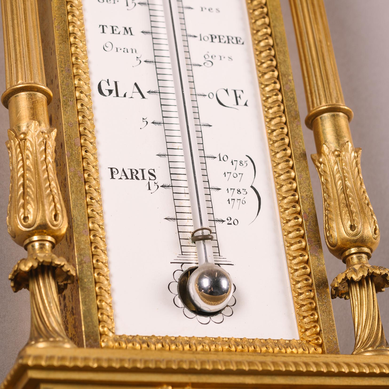 Enamel A Louis XVI Style Cartel Clock and Barometer After Pierre Gouthière For Sale