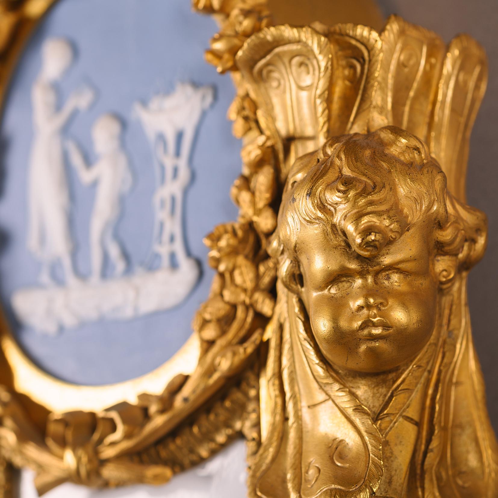 A Louis XVI Style Cartel Clock and Barometer After Pierre Gouthière For Sale 2