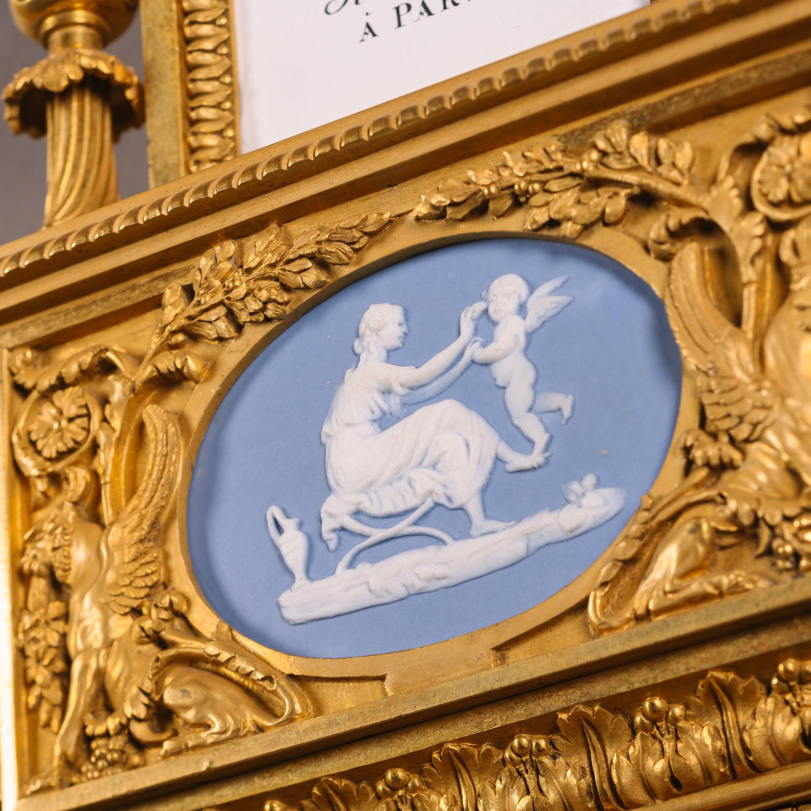 A Louis XVI Style Cartel Clock and Barometer After Pierre Gouthière For Sale 3