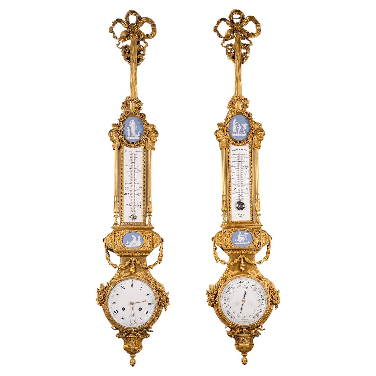 Orologio a cartello e barometro in stile Luigi XVI di Pierre Gouthière