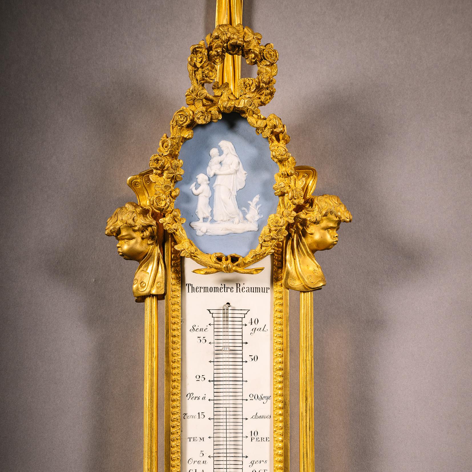 Francese A Louis XVI Style Cartel Clock and Companion Barometer in vendita
