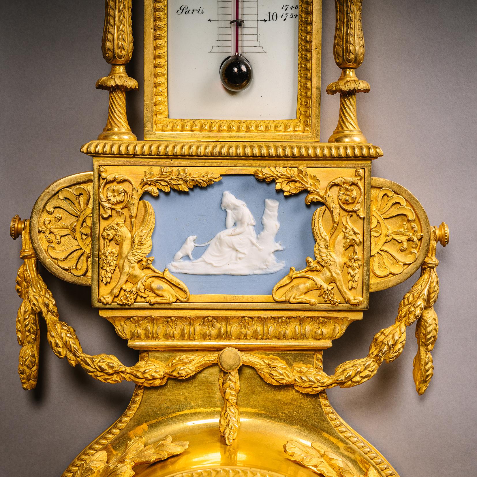 Smalto A Louis XVI Style Cartel Clock and Companion Barometer in vendita