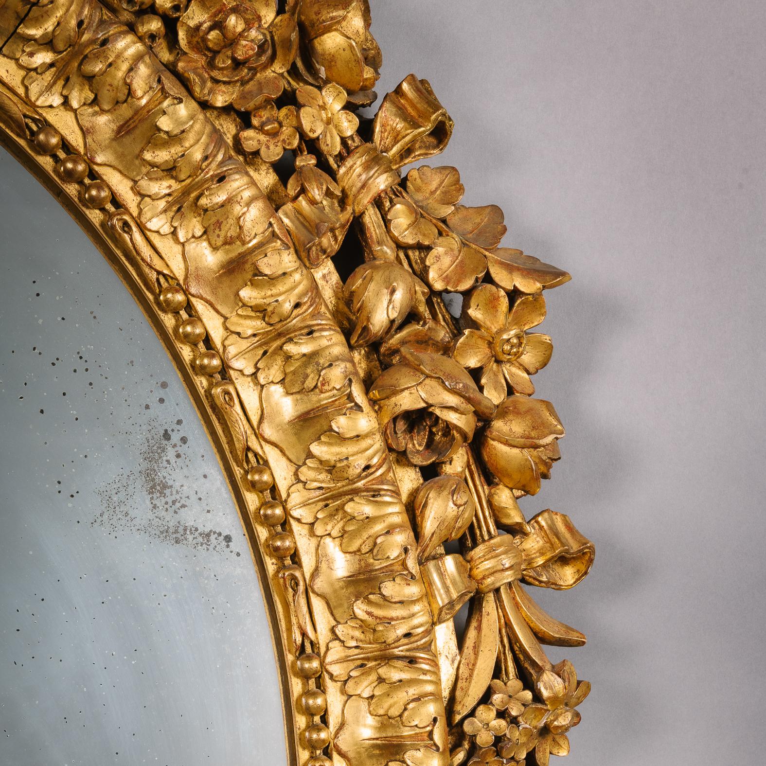 Louis XVI Style Carved Giltwood and Gesso Overmantel Mirror In Good Condition For Sale In Brighton, West Sussex