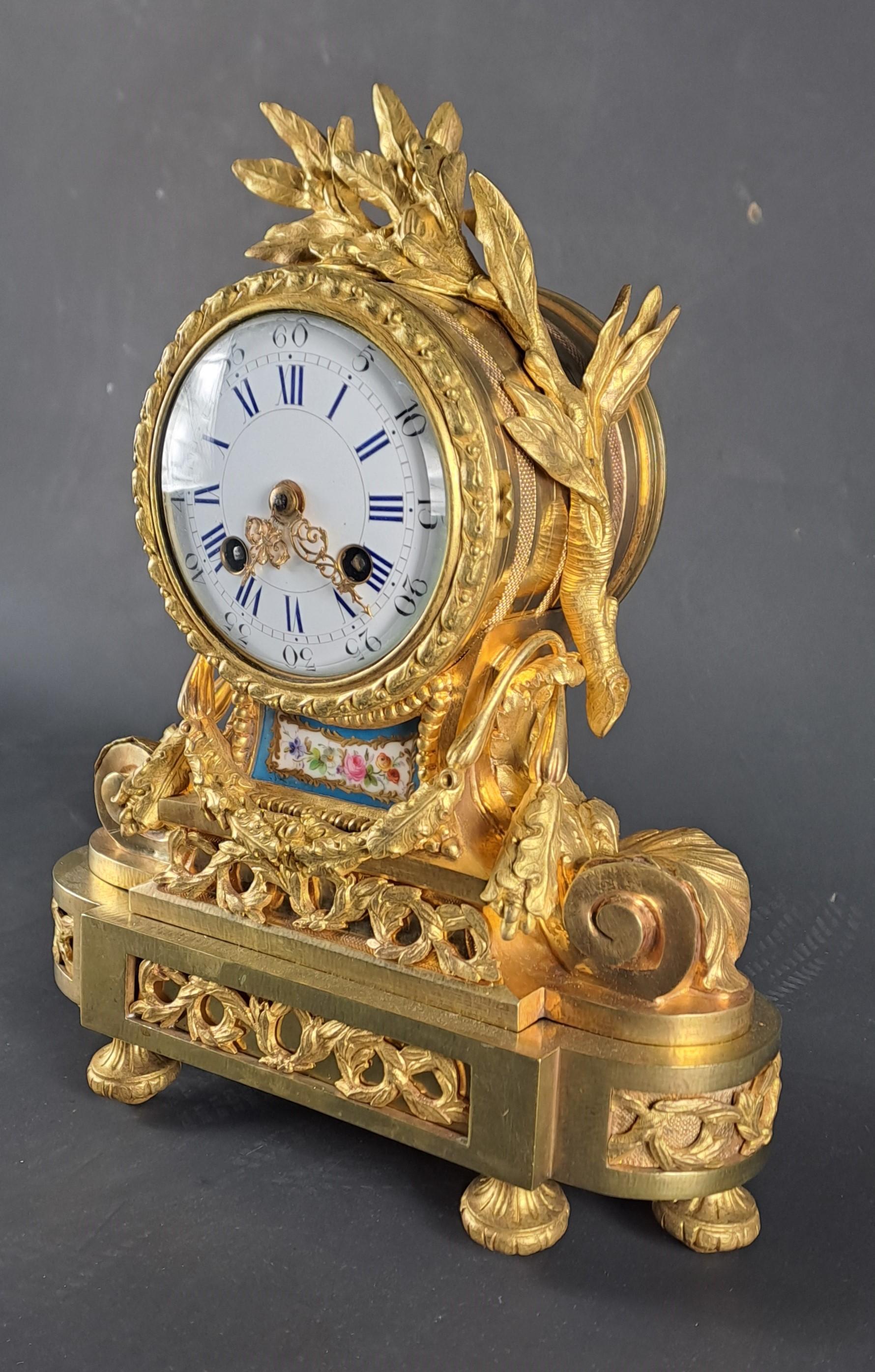 Mid-19th Century A Louis XVI Style Clock In Gilt Bronze And Sèvres Porcelain For Sale
