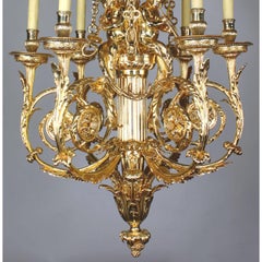 Louis XVI Style Gilt-Bronze 7-Light Chandelier with Children, After Gouthière