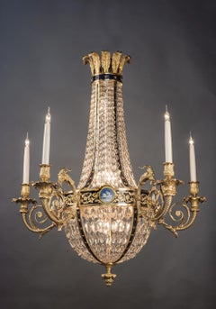 Louis XVI Style Gilt-Bronze and Cut-Glass Basket Chandelier, circa 1900