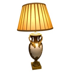 Louis XVI Style Gilt Bronze and White Marble Vase Turned into a Lamp