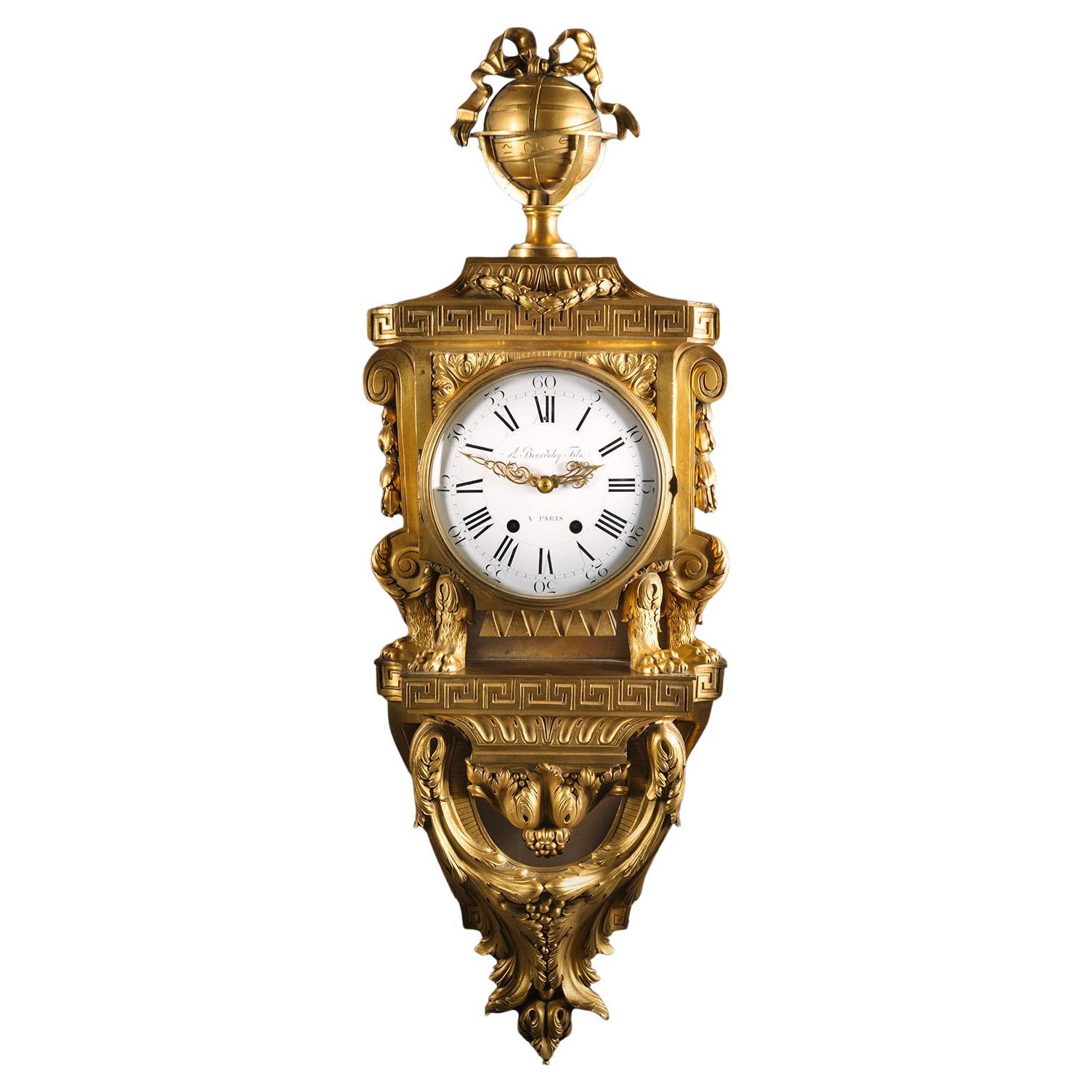 Reloj de cartela de bronce dorado estilo Luis XVI, de Beurdeley