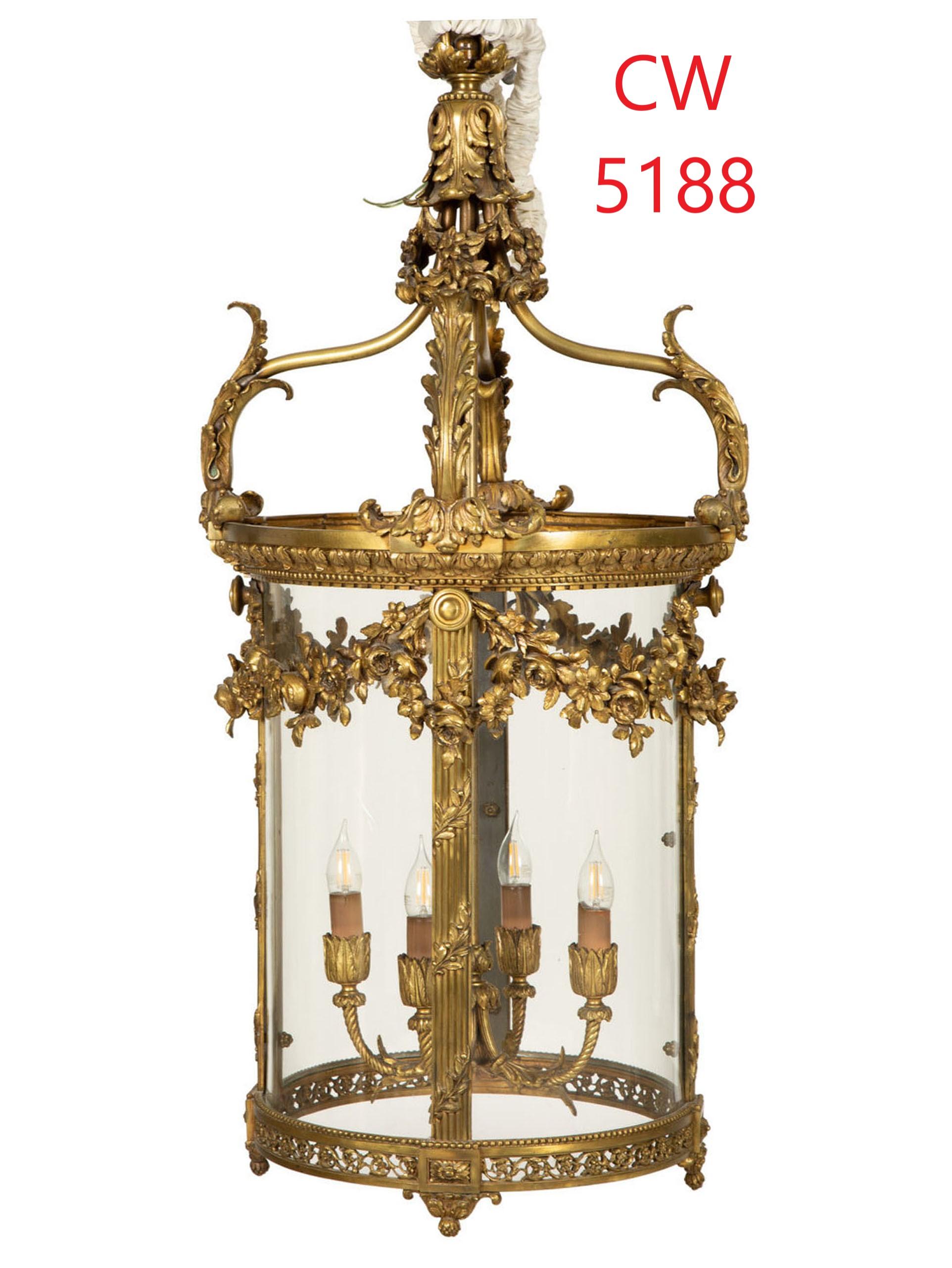 Louis XVI Style Gilt Bronze Cylindrical Lantern For Sale 10