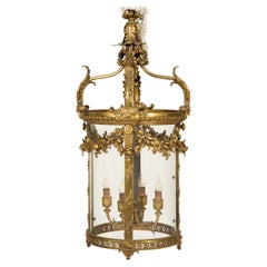 Antique Louis XVI Style Gilt Bronze Cylindrical Lantern