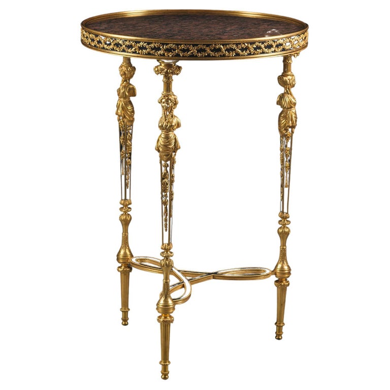 Gueridon en bronze doré de style Louis XVI à la manière d'Adam