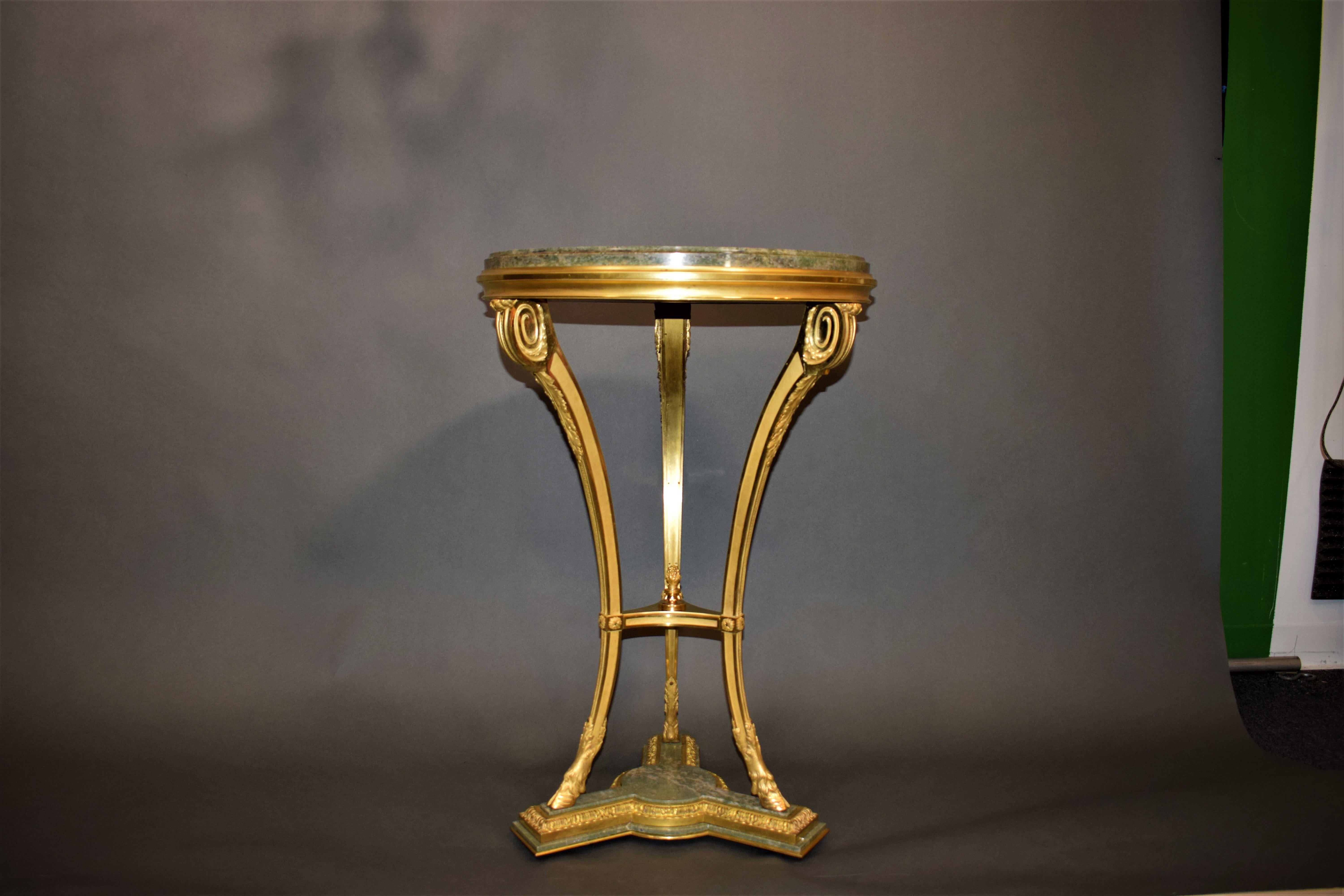 French Louis XVI Style Gilt Bronze and Marble Guéridon For Sale