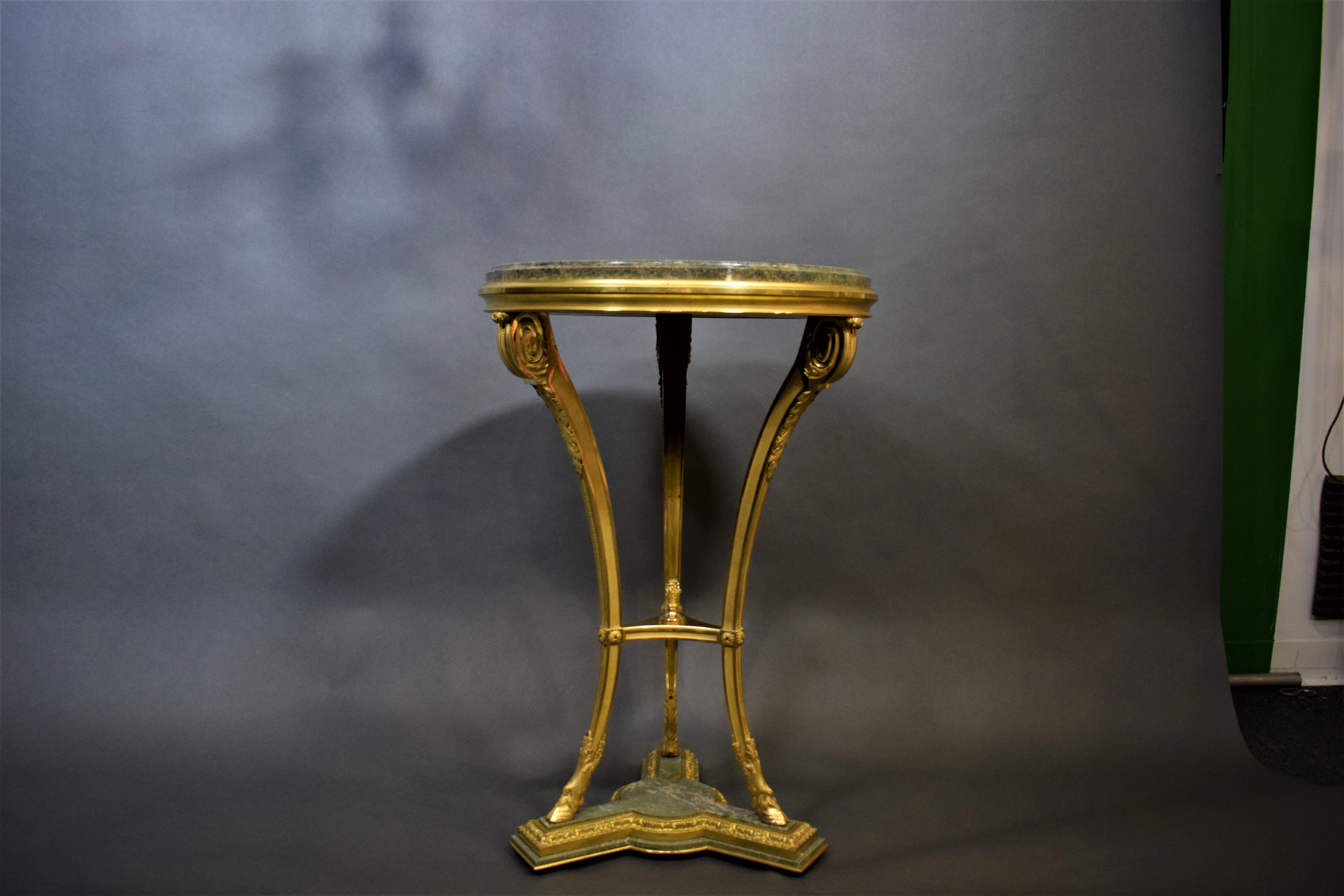 Louis XVI Style Gilt Bronze and Marble Guéridon In Good Condition For Sale In Atlanta, GA