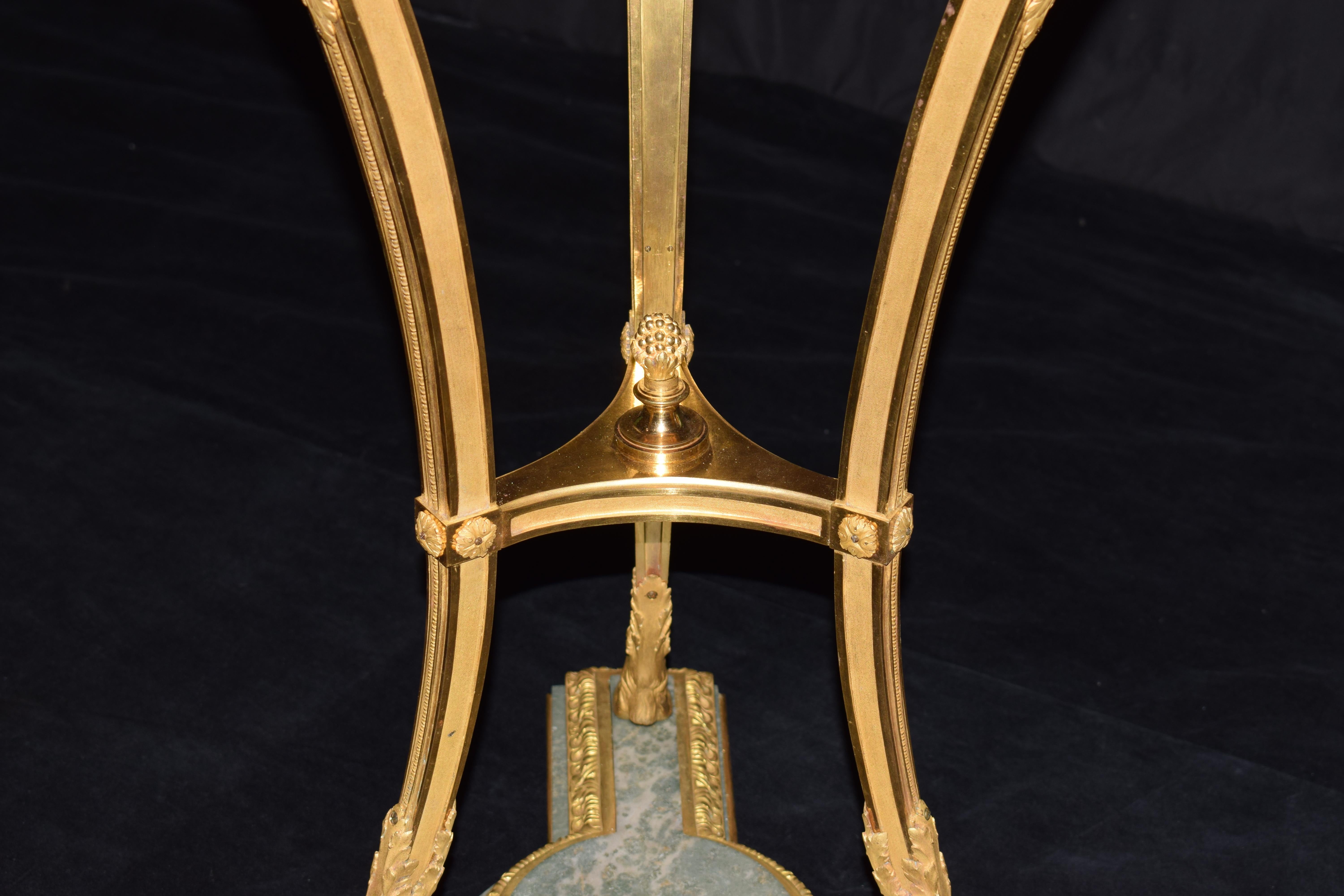 Louis XVI Style Gilt Bronze and Marble Guéridon For Sale 1