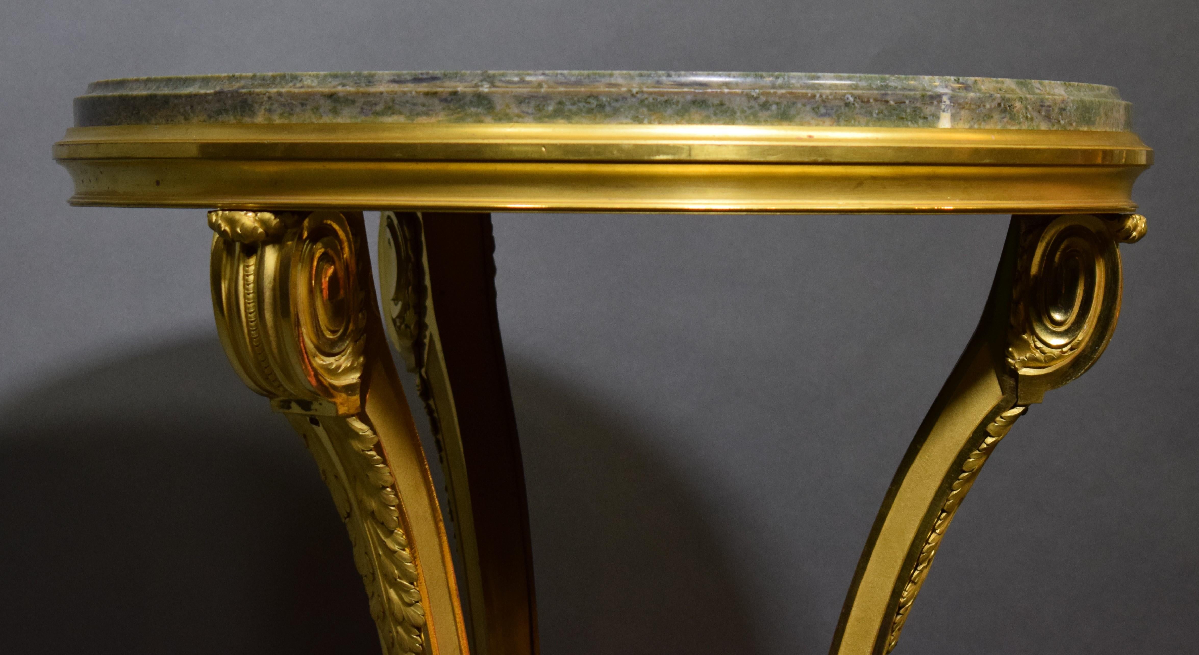 Louis XVI Style Gilt Bronze and Marble Guéridon For Sale 3