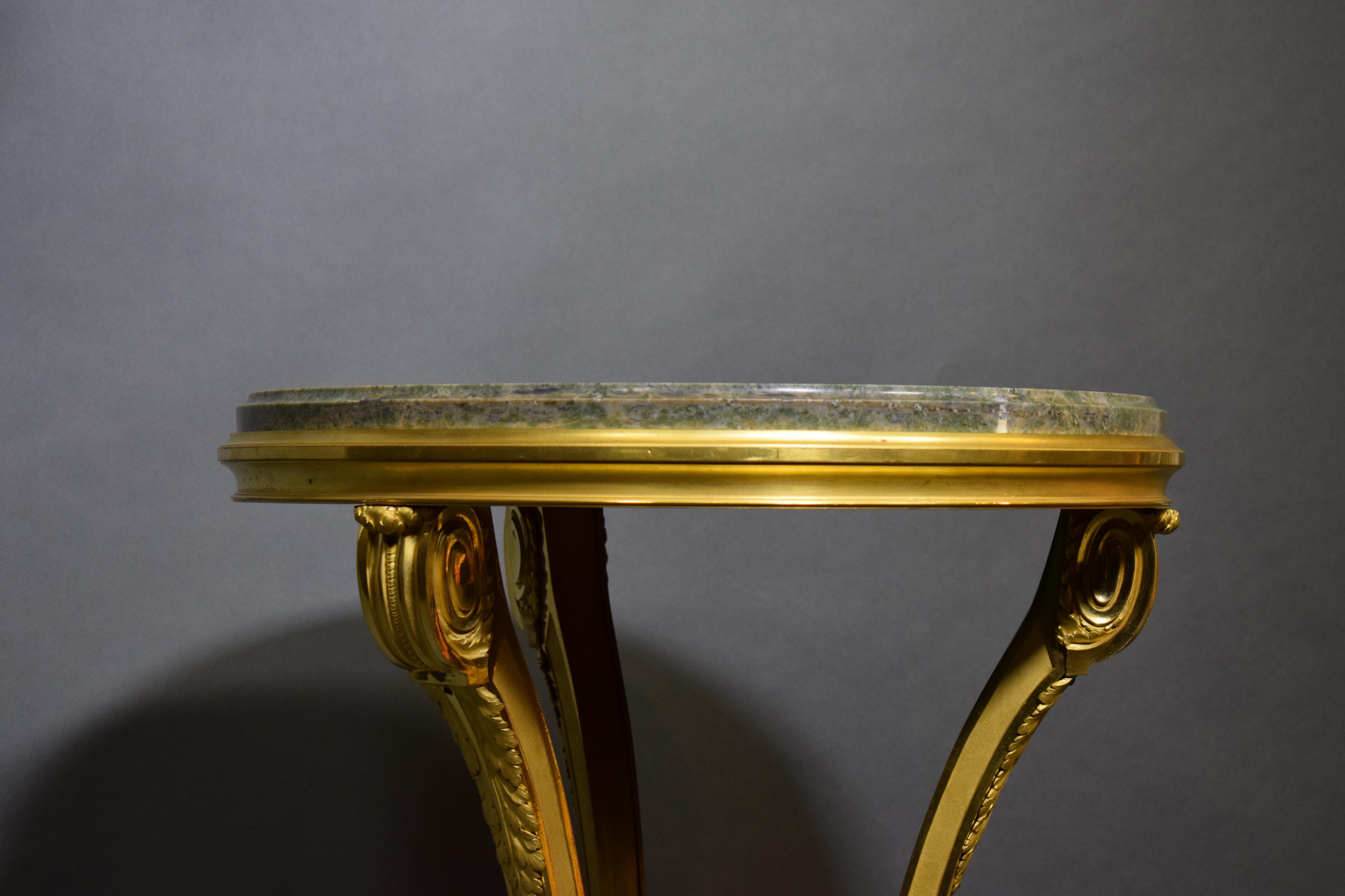 Louis XVI Style Gilt Bronze and Marble Guéridon For Sale 4